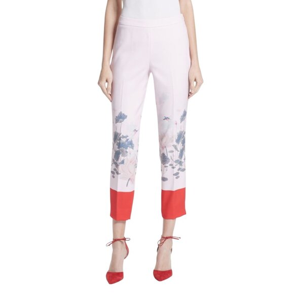 Ted Baker London Naimht Lake of Dreams Skinny Pants Chic Blush Pink Poly Satin - Picture 1 of 12